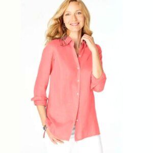 Love Linen J.Jill Button Up Shirt‎ Top Lightweight XL Peach-Pink 183D